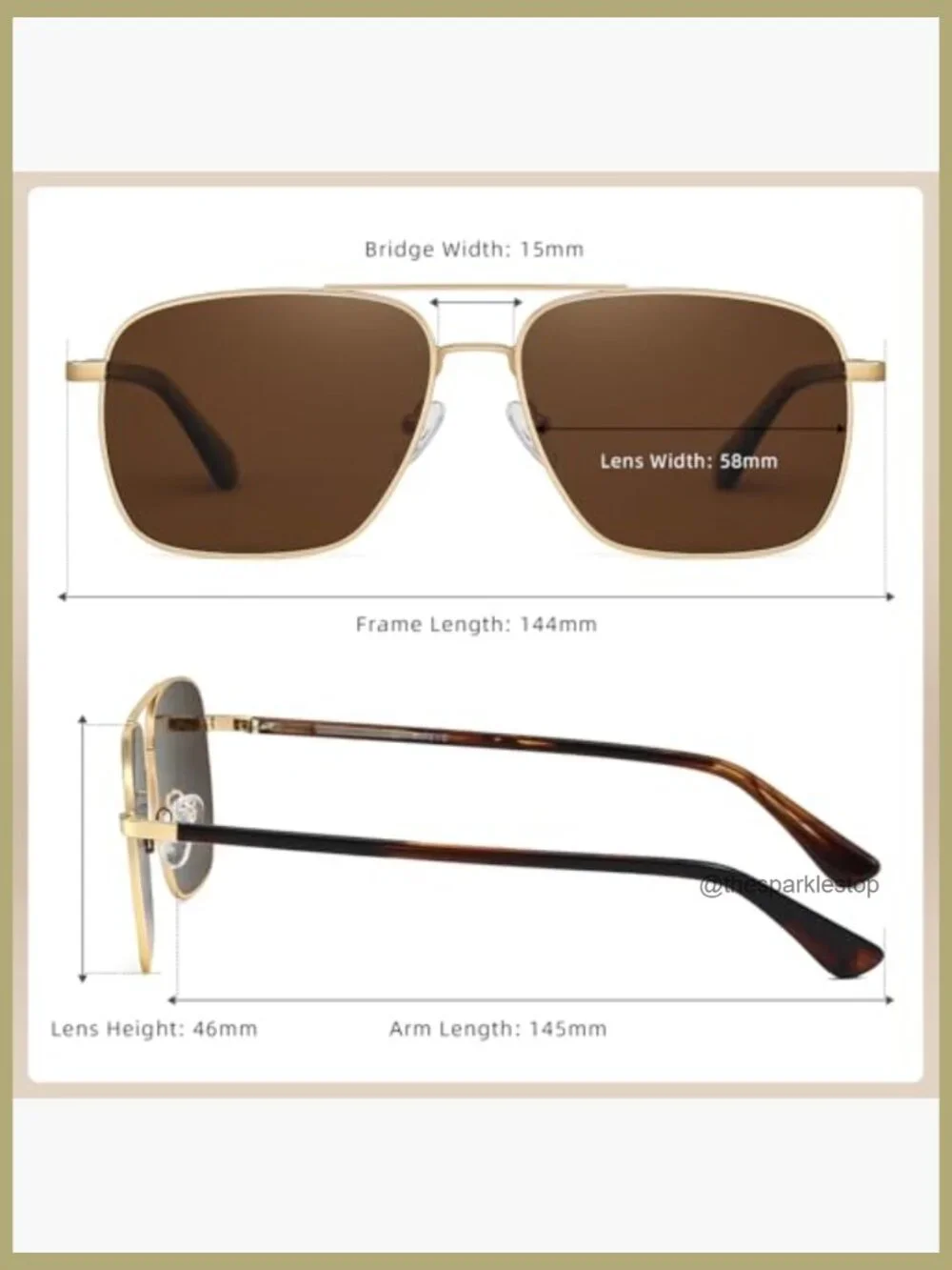 Polarized Square Aviator Sunglasses UV400 Protection Retro Navigator
